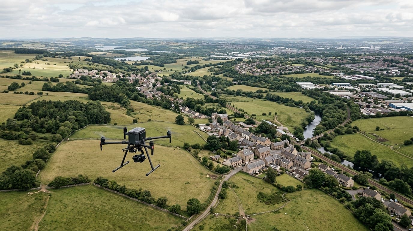 Aerial view over Glasgow and Lanarkshire